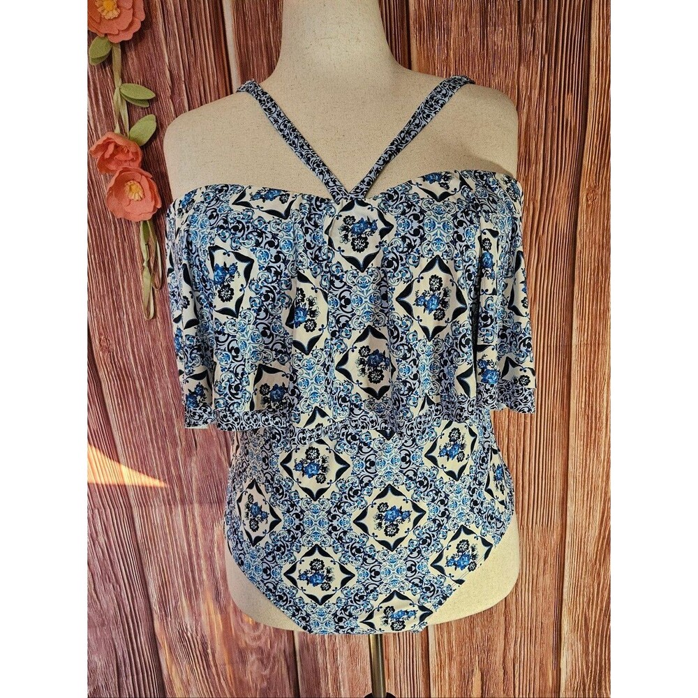 New Jantzen Floral Clair Ruffle Swimsuit Plus Size 20W